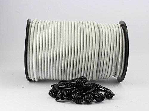 monoflex 8mm Expanderseil weiß 10m + 10 Spiralhaken Gummiseil Planenseil Haken Seil