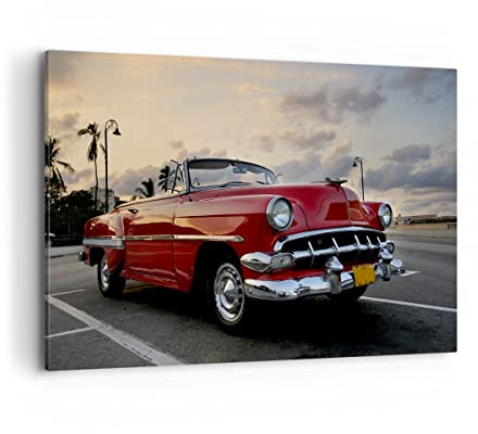 ARTTOR Bilder auf Leinwand 120x80cm Wandbild Autos Vintage - 0186