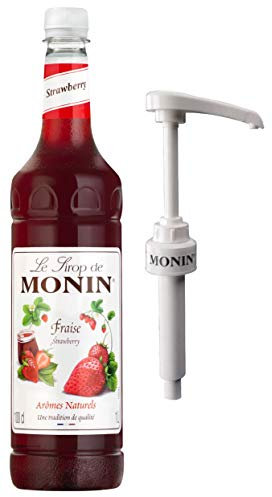 Monin Premium Coffee Syrup Strawberry 1 Litre and Pump