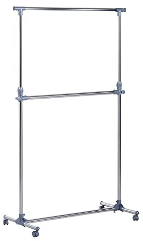 HOMCOM Heavy Duty Clothes Hanger Clothes Rail w/Wheels Adjustable