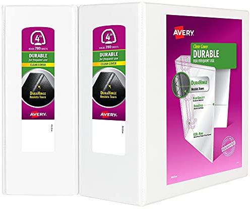 Avery Haltbarer Sichtmappe mit abgeschrägtem Ring. 2-er Packung 4 weiß