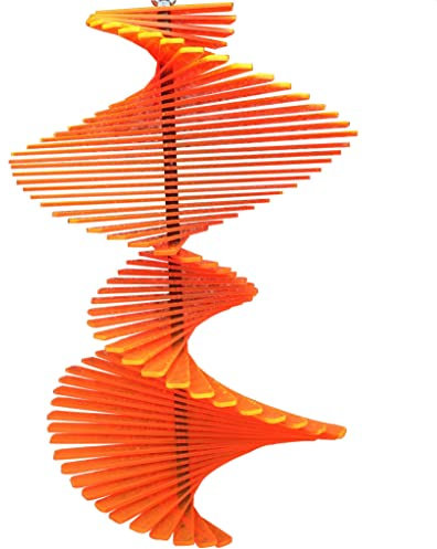 SunCatcher: SONNENFÄNGER 'Windspiel' Fluoreszierende Gartendeko | 27cm Durchmesser, 40cm hoch | Spirale Windrad Garden Dekoration, Farbe:Orange