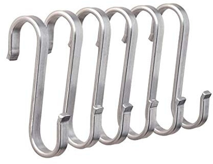 Heavy Duty 304 Stainless Steel S Shaped Metal Hanging Hooks for Hanging, Metal Kitchen Pot Pan Hanger Storage Rack Closet S Type Hooks(10PCS)