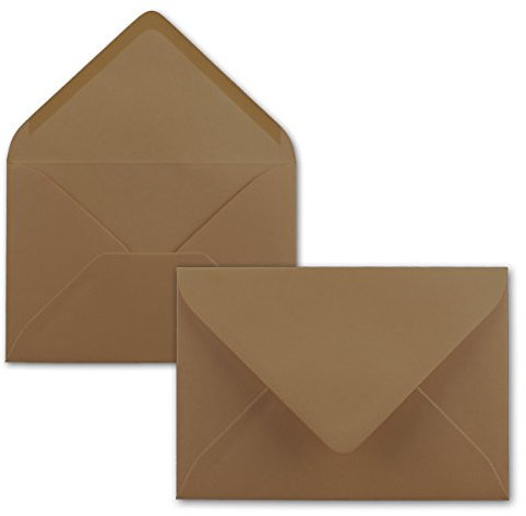 25 Brief-Umschläge - Kastanien-Braun - DIN C6-114 x 162 mm - Kuverts mit Nassklebung ohne Fenster für Gruß-Karten & Einladungen - FarbenFroh by GUSTAV NEUSER