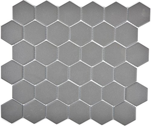 Piastrelle a mosaico in ceramica, piastrelle esagonali grigio scuro non smaltate