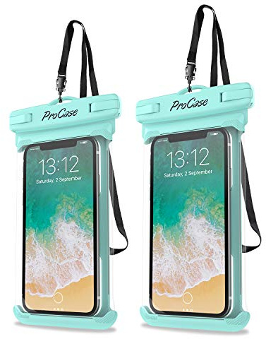 ProCase 2 Pack Waterproof Phone Pouch, Underwater Case phone sleeve for iPhone 17 Air 16 15 14 Plus Pro Max 13 12, Galaxy S24 Ultra S23 S22 Up to 7.0 inch, Cruise Beach Essentia -Green