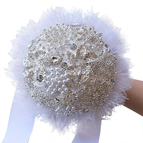 Zinsale Luxus Handarbeit Strass Brautstrauß Diamant Perle Satin Rose Hochzeit Bouquet Werfen Bouquet Dekoration Künstliche Brautjungfer hält Blume für Hochzeit, Zeremonie, Abschlussball, Valentinstag