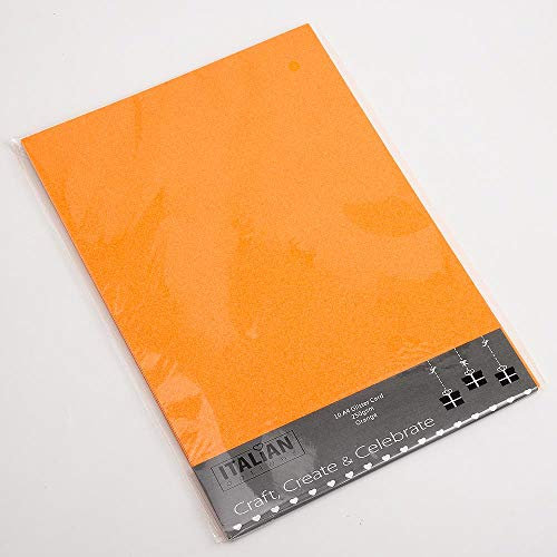 Italian Options 250 g/m² fusselfreies Glitzer-Karton-Bastelpapier, 10 Blatt, A4-Größe, Orange