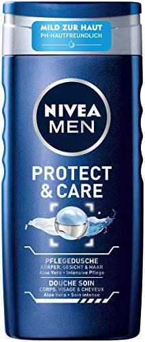 NIVEA MEN Pflegedusche Protect & Care (250 ml), erfrischendes Duschgel mit pflegender Aloe Vera, pH-hautfreundliche Dusche für Körper, Gesicht und Haar 83611-01000-68