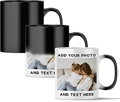 Naispanda Tasse Magique,Tasses Couleur Changeante Personnalisée Mug Sensible à la Chaleur Tasse Prénom à Personnaliser Cadeau Anniversaire 330ML,Personnalisé avec Photo Texte Tasses à Café Original