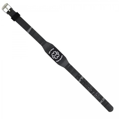 Elite II Medizinisches ID-Armband mit Schnallenverschluss Auch passend für Elite, Responder, Messenger, Schwarz/Grauer Farbverlauf, Adjustable 5 1/2 - 8 1/2, Modern