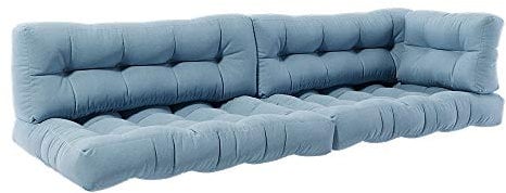 Vicco Palettenkissen Set Flocken, Outdoor Kissen, Eisblau, 5 Teile