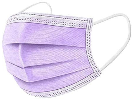 AmyGline Einweg,50 Stück,3-lagige,Box Packung,Nicht Gewebt,Atmungsaktiv,Schutz,Schwarz,Blau,Rosa,Weiß (50PC, Lila-1)