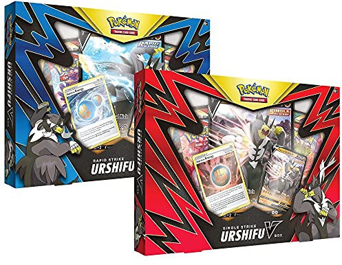 Pokémon Wulaosu V-Box Fokussierter Stil, Fließender Stil (eins zufällig ausgewählt), Kartenspiel, ab 6 Jahren, für 2 Spieler, über 10 Minuten Spieldauer