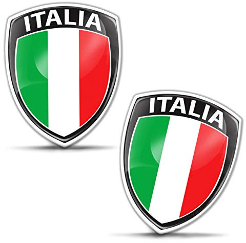 Biomar Labs 2 x Aufkleber 3D Gel Silikon Abzeichen Stickers Auto Motorrad Fahrrad Fenster Tür PC Handy Tablet Laptop Italy Italien Italienisch Italian Flagge Fahne Flag F 148