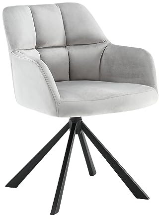 Wahson Sessel Samt Schreibtischstuhl Drehstuhl ohne Rollen Modern Polsterstuhl für Home Office/Schlafzimmer/Wohnzimmer (Lehnstuhl,Grau)