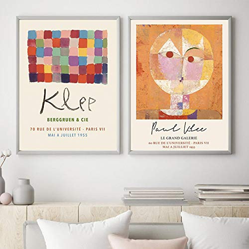 GLASA Kunstdrucke Berggruen Cie Vintage Ausstellung Poster Paul Klee Senecio Abstraktes Gesicht Leinwand Malerei Wandkunst Dekor 50x60cm Rahmenlos