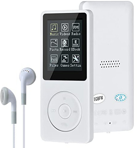 Lychee - Lettore musicale digitale, lettore MP3/MP4, 8 GB, lettore musicale HiFi portatile, senza perdita di suono, con musica/video/registrazione vocale/radio FM, supporta fino a 64 GB (bianco)