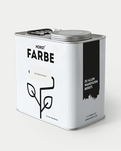 HORST Wandfarbe Gänseblümchen 5L - Hochwertige Innen-Farbe - Hohe Deckkraft & Schnelltrocknend - Geruchsneutral - Spritz- & Tropffrei - 100% Natürlich - Weiß