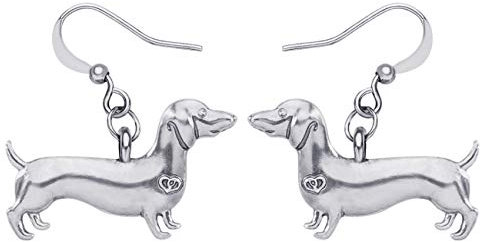 NEWEI Emaille Dackel Geschenke Cute Dackel Hund Ohrringe Dangle Tier Schmuck Für Damen Mädchen Hundebesitzer Charms (Silber)