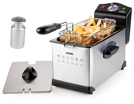 Freidora de acero inoxidable con tapa, 2000 W, 3 litros
