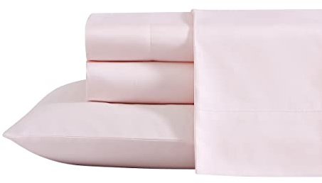 Laura Ashley - Bettwäsche-Set für Kingsize-Betten, luxuriöse Satin-Baumwolle, Fadenzahl 800, weiche und Glatte Heimdekoration (einfarbig, rosa, Kingsize)