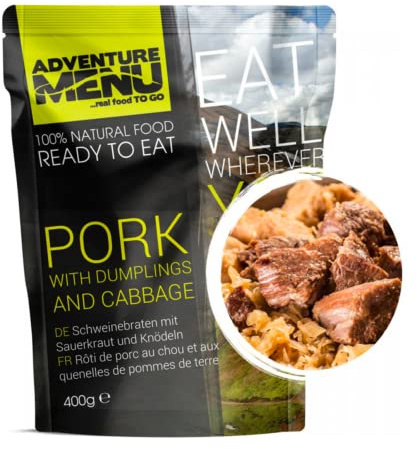 Adventure Menu - Schweinefleisch mit Knödeln und Kraut | 400 g | Gourment Mahlzeit für unterwegs & daheim
