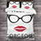 NEKOMARUKE BettwäSche 135x200 Retro Brille Roter Lippenstift Kinder Bettbezug Set 2teilig Mikrofaser Weiche Bettbezug mit Reißverschluss und Kissenbezüge