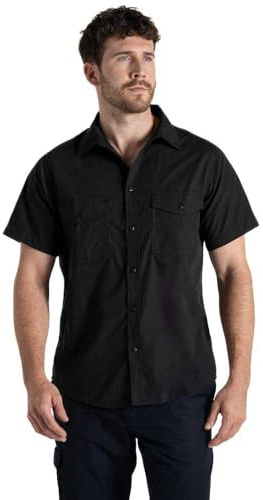 Craghoppers Herren Expert Kiwi Short Sleeved Shirt Hemd mit Button-Down-Kragen, Black, S