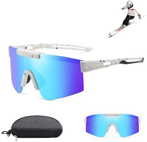 Vulevirtue Schnelle Brille,Fahrradbrille Herren,Schnelle Brille Damen,Fahrradbrille Winddicht UV 400,Ski Sonnenbrille,für Outdooraktivitäten Autofahren Fischen Laufen Wandern