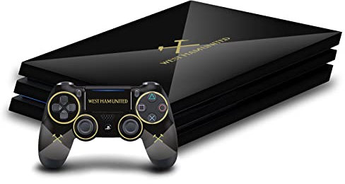 Head Case Designs Offizielle West Ham United FC Schwarz & Gold Kunst Vinyl Haut Gaming Aufkleber Abziehbild Abdeckung kompatibel mit Sony Playstation 4 PS4 Pro Console and DualShock 4 Controller