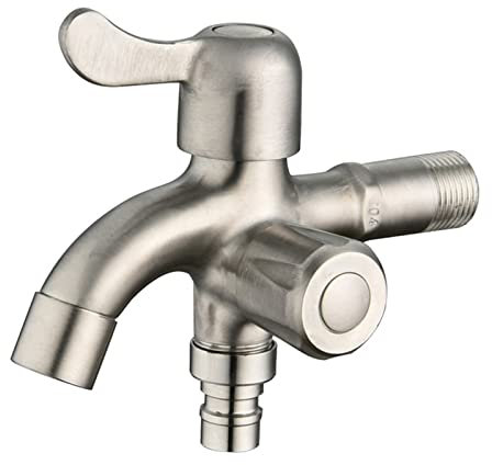 BiaoTeng Grifo Doble Para Lavadora Y Lavavajillas,Grifo Doble Salida Para Lavadora Pared,Grifo De Agua FríA,Grifo Con Doble Salida De Agua,Grifo Lavaplatos Doble Salida Pared