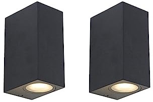 Qazqa - Modern Set aus 2 modernen Außen Wandleuchten schwarz 2-flammig IP44 - Baleno I Außenbeleuchtung I Up & Down - Aluminium Rechteckig - LED geeignet GU10