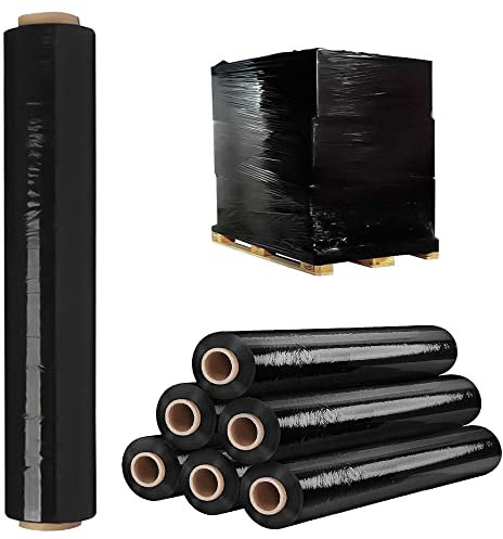 Venuscello® 1 Rolle x 400 mm Palettenfolie, Stretch-Schrumpffolie, schwarz, nicht verlängerter Kern, 23 mu dick, 750 g Frischhaltefolie, wasserdicht und reißfest für sichere industrielle Verpackung