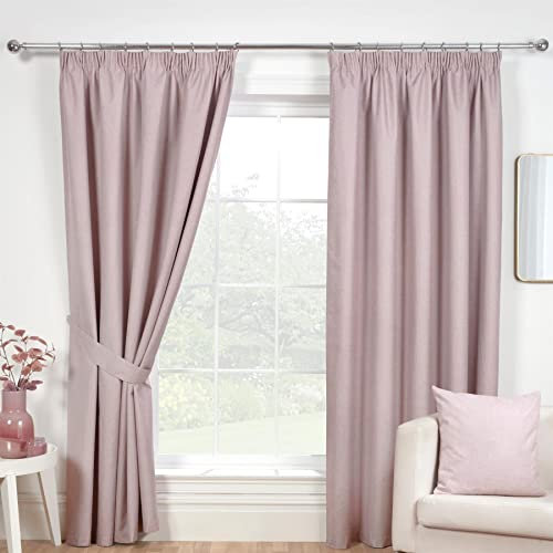 Sundour Eclipse Blackout Pencil Pleat Curtains Rose Pink 66x54 Fully Lined Curtain Pair