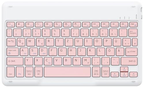 EasyAcc Bluetooth-Tastatur, kabellose Bluetooth-Tastatur kompatibel mit Windows/Android/iOS, Roségold