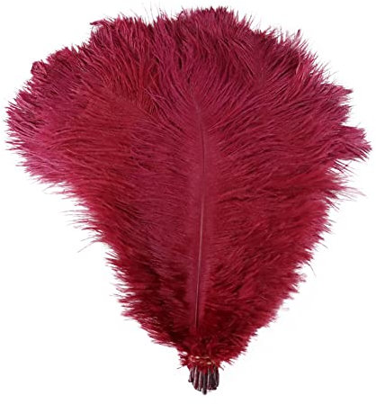 10 Stück Natürliche Straußenfeder Deko, MoreChioce 10 Zoll–12 Zoll (25cm–30cm) Straußenfedern Weiche Straußenfeder Dekorationen für Hochzeit Party Fest Tischdekoration Herzstück Ornamente,Bordeaux