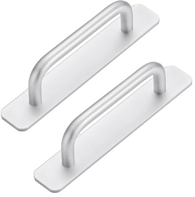 Funnytek 2 maniglie autoadesive per mobili, in alluminio, senza foratura, per armadio, cucina, porta scorrevole, porta del balcone, 148 mm, argento
