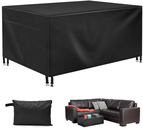 Rinhtma Housse Salon de Jardin Exterieur,420D Oxford Tissu Résistant à la Vent Pluie UV pour Ensembles de Table et Canapé avec(242 * 162 * 100)