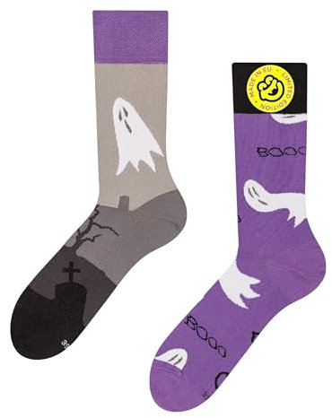 Dedoles Calzini Unisex Donna Uomo & Bambini Calze Cotone con tanti Design divertenti sinistra destra diversi, colore: Viola, disegno: Cimitero infestato, taglia: 39-42