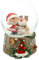 Dekohelden24 Schneekugel - Weihnachtsmann - Weihnachtself mit Rentier - auf Sockel in Holzoptik, mit Spielwerk, L/B/H/Ø Kugel 10 x 11 x 15 cm Ø 10 cm, Melodie Jingle Bells