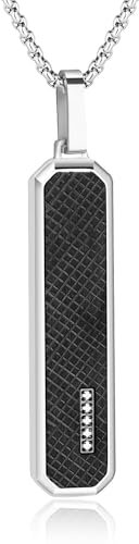 GAVU Herrenkette Edelstahl Halskette mit schwarzem Tag-Anhänger 60cm