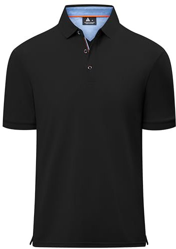 zitysport Mens Polo Short Sleeve Summer Tops Outdoor Breathable Golf Shirts for Men Adult Casual Sport Tennis Work Business Classic Polo T-Shirts(Black-XL)