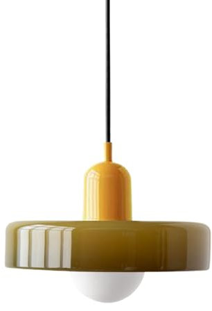 Lámpara colgante moderna de mediados de siglo, lámpara colgante de cristal verde naranja, lámpara individual grande nórdica, lámpara de araña de comedor de granja vintage sobre mesa, cocina, isla,