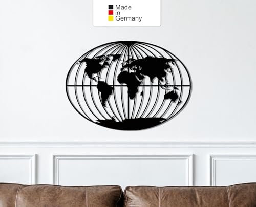 Weltkarte, Metall Wanddeko, Wanddeko Aus Metall, Wandbild aus Metall (Größe: 60 x 42 cm)