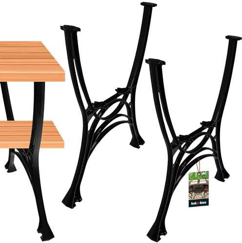 KOTARBAU® 2 x Pied de Table de Jardin Noir 740x510 mm Aluminium