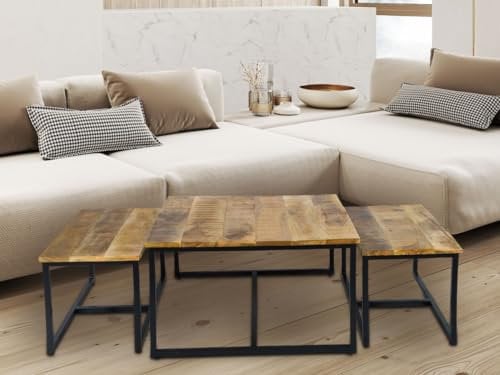 Amago home Couchtisch 3er Set Beistelltisch Satztisch Ontario Metall Gestell