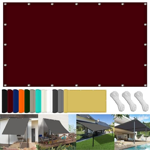 Sonnensegel Quadratisch 45 x 100 cm PES Windschutz Balkon Sichtschutz Uv-Schutz-Polyestergewebe mit Seil Sonnenschutz Markise für Balkon Terrasse Und Garten, Weinrot