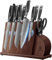 Piklohas Kitchen Knife Sets with Magnetic Block, 14 Pcs Chef Sharp Damascus Pattern High Carbon German Stainless Steel Knives Set with Sharpener, Full Tang Ergonomic Black Flowing Cloud Handle