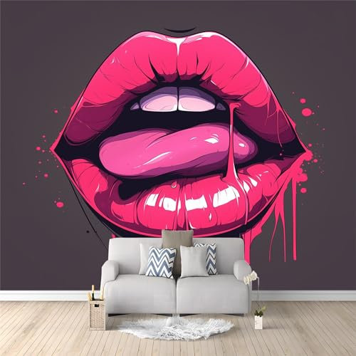 Papier Peint Intissé Lèvres rouges sexy Déco Murale Maison Chambre Salon, Photo Murale Décorative - Pour Jeunesse Enfants 300 x 210 cm